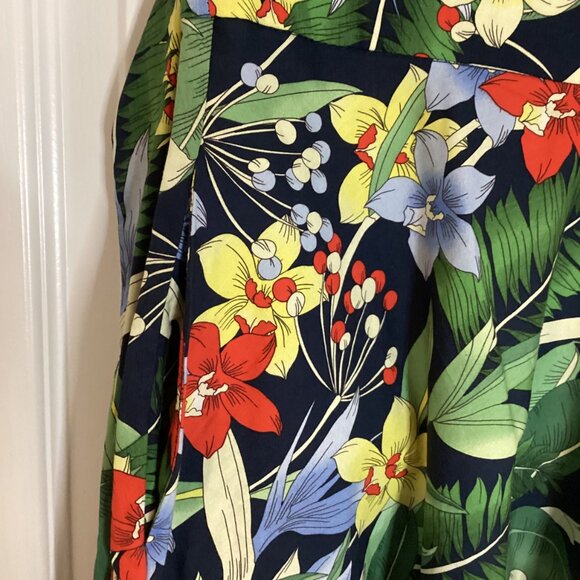 Zara Women's Tropical Floral Midi Skirt Size S Ruffle Hem Pockets Attached Belt - Picture 5 of 11